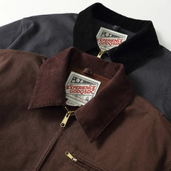 HEARUJOY - Classic Detroit Jacket J01 American Vintage Workwear Spring/Fall 100% Cotton Canvas Jacket J97 Loose-Fit Lightweight Coat
