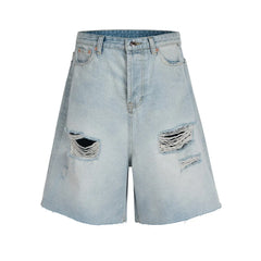 HEARUJOY - Washing Vintage Holes Casual Ripped Jorts Distressed Y2k Jeans Men