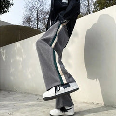 HEARUJOY - Wide Leg Male Sports Pants Trousers Deals Trend New in Retro Comfortable Cool Essential Elegant Korean Men's Sweatpants Hip-hop