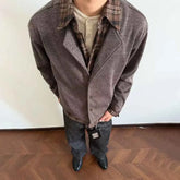 HEARUJOY - Autumn Men's Fake Two-Piece Stitching Long-Sleeved Jacket American Retro Fashion Trend High Street Casual Loose Niche Men's Tops