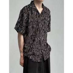 Hearujoy 2024 Summer New Thin Floral Shirt Men Short Sleeve Japanese Retro Lapel Casual Print Loose All-match Hawaiian Shirt for Men