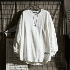 HEARUJOY - Long-sleeved T-shirt Men's Pure Cotton Heavy Round Neck Top Autumn and Winter Base Shirt Sweater Men's Spring and Autumn Style