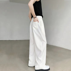 Hearujoy Summer Male Suit Pants Droop Solid Color Casual Straight Bottom Wide Leg Men's Loose Trousers Stylish 9C6434