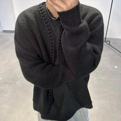 HEARUJOY - Vintage Overweight Pounds Mens Cardigan Sweater Luxury Design Jacquard Weave Hand Knitted Tops Autumn Winter Wool Knitwear Coat