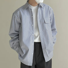 HEARUJOY - Casual Vacation Look Striped Long Sleeve Spring Autumn Top Comfortable Fit Daily Wear Shirt Holiday Casual Wear