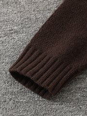 HEARUJOY - New Popular Autumn and Winter Pure Color Polo Collar V-Neck Pullover Sweater Casual Round Neck High-End Textured Knitted Men's Pullover