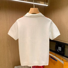 Hearujoy Luxury Knit Polo Shirt British Striped Short Sleeve Slim Fit Polos Business T Shirt High Quality T-Shirt for Men Streetwear