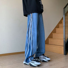 Hearujoy High Street Hip Hop Men's Jeans Patchwork Zipper Design Loose Wide Legs Trousers Spring Autumn American Vintage Denim Pants