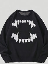 Hearujoy Men's Fashionable Teeth Pattern Knit Sweater - Round Neck, Long Sleeve, 100% Viscose Pullover for Casual Wear in Spring/Autumn - Machine & Dry Clean Safe