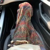 Hearujoy Ethnic Style Print Pants Men Hip Hop Elastic Waist Drawstring Straight Trousers Autumn Winter Vintage Dirty Pant (with Plush)