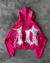 Hearujoy 90s Streetwear Y2K Women Clothes Magenta Cartoon Graphic Embroidered Hoodies Oversized Loose Zipper Hoodie Sweatshirt Harajuku Streetwear