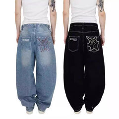 Hearujoy streetwear Hip Hop Embroidery Jeans Men American Vintage High waist Baggy casual Denim Trousers High Street Trend Pant Britches