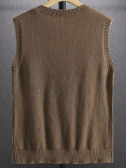 Hearujoy 100% Viscose Solid Color V-Neck Knit Tank Top - Casual Sleeveless Sweater, Skinny Fit, Stretch Fabric, 210g/m² - for Spring/Fall, Outdoor & Streetwear, Adult & Teen