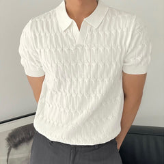 Hearujoy New Fashion Knit Polo Shirts Men Korean Style Slim Fit  Solid Short Sleeve Top Summer Trend Premium Polos Tshitrt  For Mens