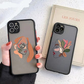 Art Retro Abstract Geometry Frosted Floral Shockproof Phone Case For iPhone 11 12 13 Pro Max Mini X XR XS 7 8 Plus SE 2022 Back
