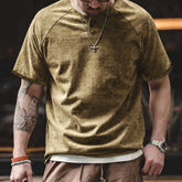 Hearujoy American Vintage T Shirts For Men Oversized Elastic Slim Fit Henry Neck Short Sleeve Tops Summer Loose Casual T-shirt Streetwear