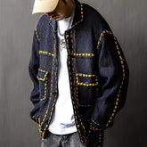 Hearujoy American Jacquard Vintage Knitted Jacket For Men Autumn Winter Turndown Collar Sweater Cardigan Fashion Streetwear Kint Tops