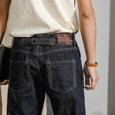 Hearujoy American Vintage Heavy weight Denim pants Men Spring Autumn Dark Straight Jeans Amekaji Trousers Back Paris Buckle Cargo Pants