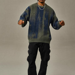 Hearujoy Ink Graffiti Collision Color Sweater Men Autumn Winterr Warm Thick Knitting Tops Hip Hop Loose Knitwear Y2K Pullover Streetwear