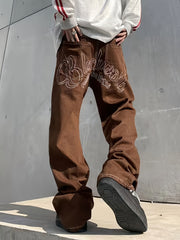 HEARUJOY - Five-pointed Star Pattern Loose Casual Trousers, Street Hip-hop Retro Style Fashion Leisure Pants