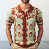 Hearujoy 2025 New Mens Jacquard knitting Polo Shirts High Quality Luxury Knitwear Summer Fashion Short Sleeve Lapel Button Cardigan