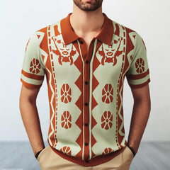 Hearujoy 2025 New Mens Jacquard knitting Polo Shirts High Quality Luxury Knitwear Summer Fashion Short Sleeve Lapel Button Cardigan