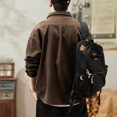 Hearujoy American Vintage Denim Shirt For Men Heavy Weight Patchwork Jacket Spring Autumn Trendy Loose Shirts Coat Streetwear Casual Top