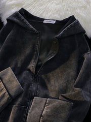 HEARUJOY - Elegant Polyester Men's Casual Cardigan - 1pc Loose-Fit Pullover with Hood, Zipper, Stretch Fabric, Warm Outerwear for Autumn/Winter, Ideal for Outdoor Activities