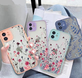 Art Retro Flower Leaves Lens Protected Soft Matte Phone Case For iPhone 11 12 13 Pro Max Mini X XR XS 7 8 Plus SE 2022 Bumper