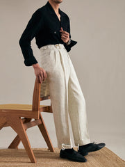 Hearujoy Imitation Linen British Style Naples Pants For Men Spring Summer Business Casual High Waist Straight Senior Suit Trousers Male