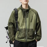 Hearujoy Spring Summer Sunscreen Clothing Thin And Light Hooded Jacket Men Patchwork Ice Silk Coat Outdoor Fishing Mountain Travel Top