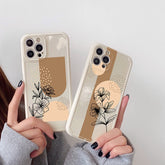 Geometric Abstract Flower Phone Case For iPhone 11 12 13 Pro Max X 7 8 Plus XR XS Max Soft Silicone Back Cover Coque
