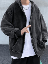 Hearujoy Dark Vintage Oversize Washed Zip Up Hoodie