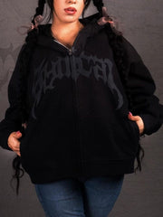 Hearujoy Punk Gothic oversize hoodie with wash effect and letter print