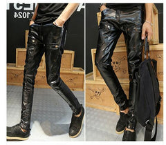 Hearujoy Patchwork Designer Harem Faux Leather Pencil Pants
