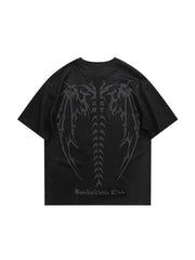 Hearujoy Punk oversize short sleeve shirt made of PU suede with skeleton graphics