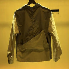 Hearujoy Large Pocket Patchwork Shirt For Men Spring Autumn Long sleeve Loose Tops Coat American Vintage Casual Color Blocked Thin Jacket
