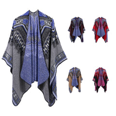 Hearujoy Ethnic Style Slit Thick Shawl Men Travel Photography Warm Scarf Vintage Poncho Fashion Cape Outwear Cloak Streetwear Unisex