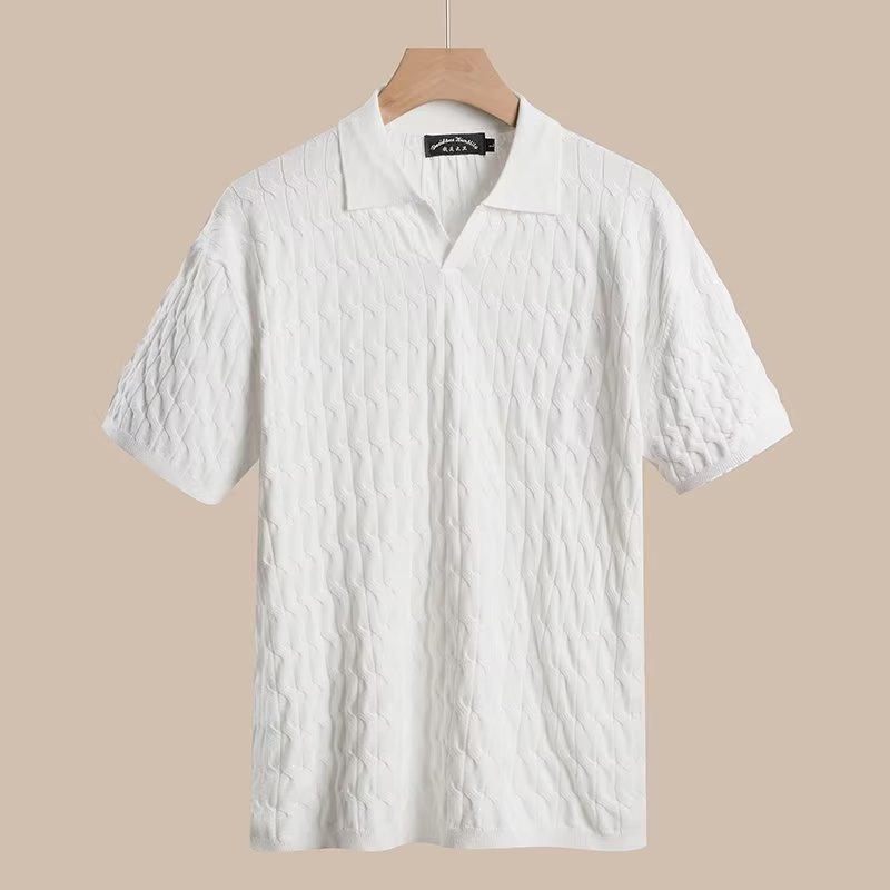 Hearujoy New Fashion Knit Polo Shirts Men Korean Style Slim Fit  Solid Short Sleeve Top Summer Trend Premium Polos Tshitrt  For Mens