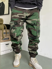 Hearujoy [All-Season Camo Cargo Pants] Men's Camo Cargo Pants - Comfort Fit with Multi-Pocket Design, Street Style Drawstring Waist, All-Season Wear