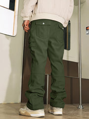 Hearujoy Men's Olive Green Corduroy Cargo Pants with Elastic Waist, Multiple Pockets & Zipper Details – Stylish Straight Leg Trousers for Casual Attire, Casual Streetwear|Street Style Pants|Durable Fabric
