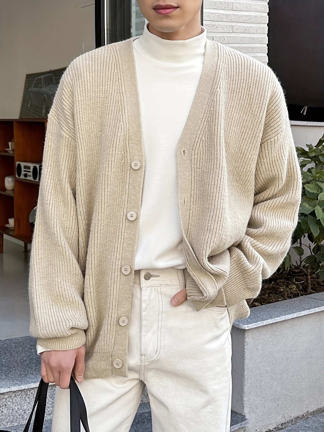 Hearujoy Loose Fit Solid-Colored Knitted Top - Simple, Perfect for Spring and Autumn