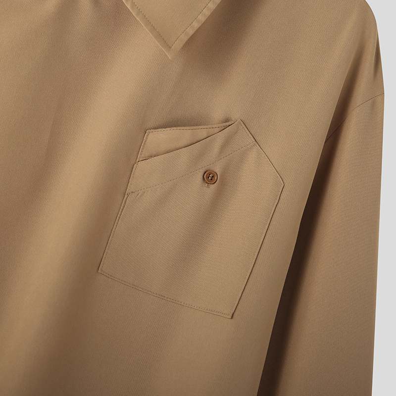 Hearujoy Irregular Design Buckle Lapel shirt For Men Vintage French Style Long Sleeve Loose Top Spring Autumn Fashion Show Chic Shirts