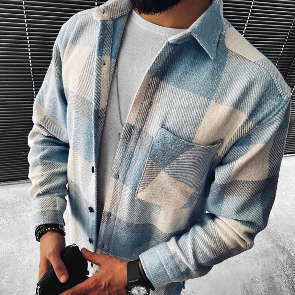 Hearujoy Vintage Men Plaid Shirt Oversize Fashion Loose Long sleeved Cardigan  Tops Spring Autumn Casual Shirts Streetwear For Mens