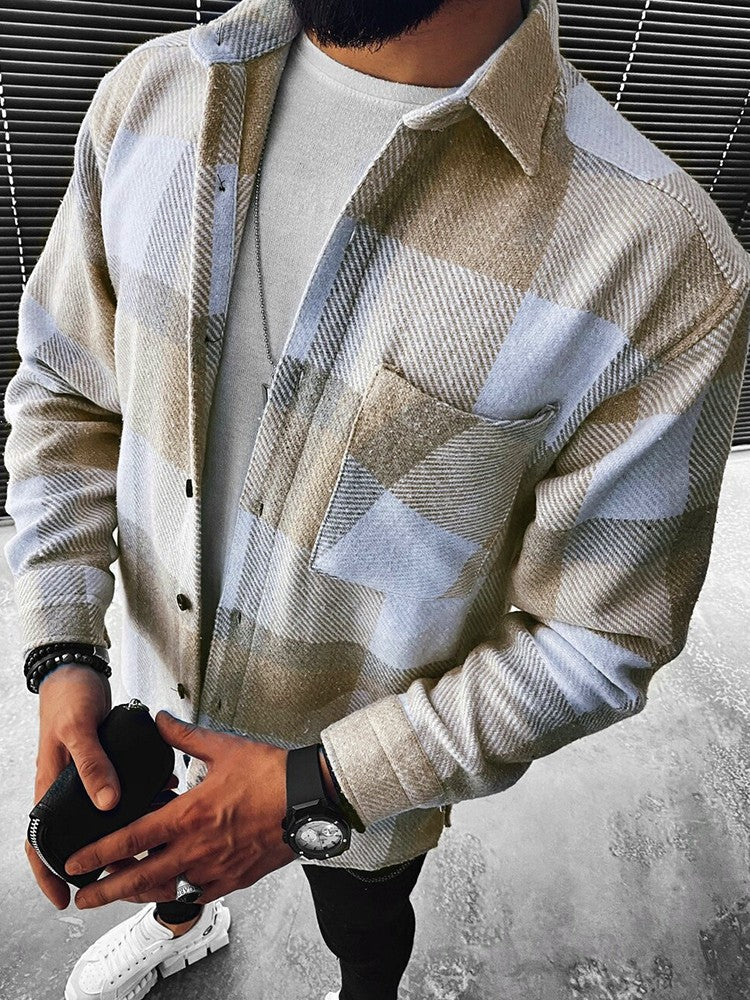 Hearujoy Vintage Men Plaid Shirt Oversize Fashion Loose Long sleeved Cardigan  Tops Spring Autumn Casual Shirts Streetwear For Mens