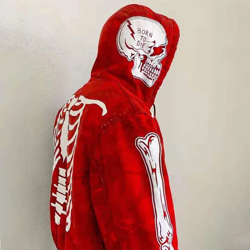 Hearujoy  Y2k red bulk items wholesale lots clothes Women Gothic zipper hoodie Sweatshirt women and men  bulk items wholesale lots tops