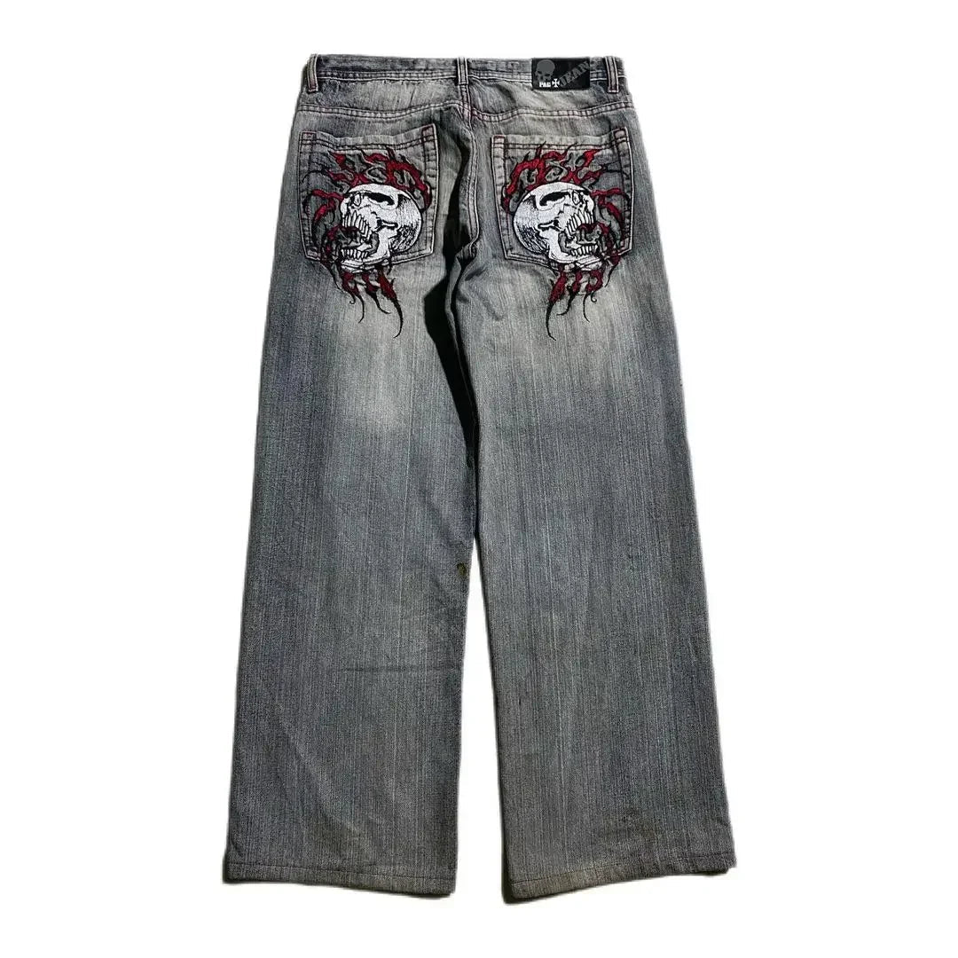 Hearujoy  Y2K Fashion American Baggy Jeans Oversized Pattern Printed High Waist Wide-leg Pants Harajuku Women Casual Slacks Streetwear