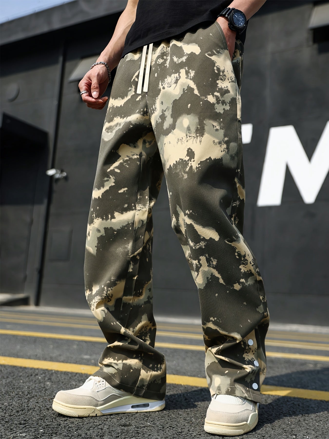 Hearujoy Men's Camouflage Sports Pants, Casual Street Style Athletic Wear, Hip Hop Pants With Pockets