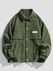 HEARUJOY  -  Spring And Autumn Men'S New Corduroy Work Jacket with Large Pockets And Casual Lapel Design.