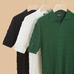 Hearujoy New Fashion Knit Polo Shirts Men Korean Style Slim Fit  Solid Short Sleeve Top Summer Trend Premium Polos Tshitrt  For Mens